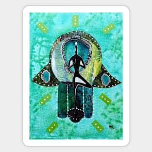 Tree Pose Hamsa by Harriette Knight Sticker